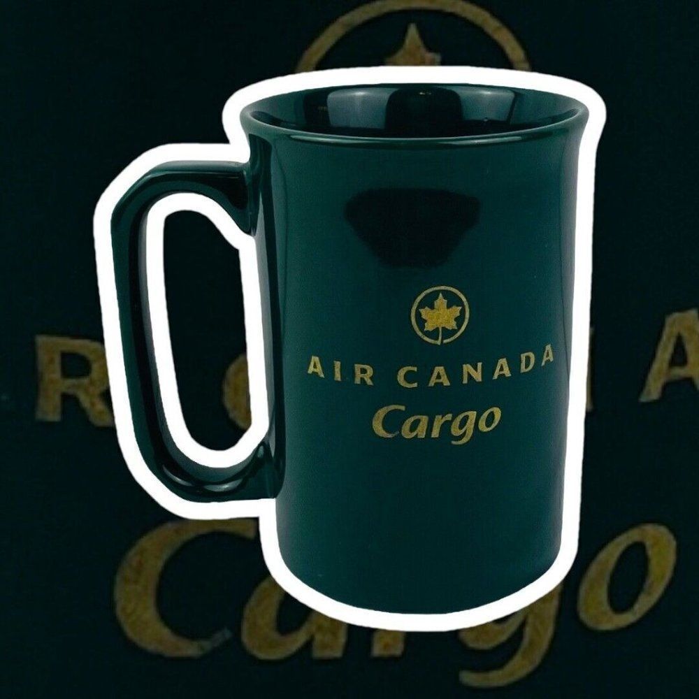 RARE Vintage 1990s Air Canada Cargo Mug Forest Green 90s Airline Aviation Plane